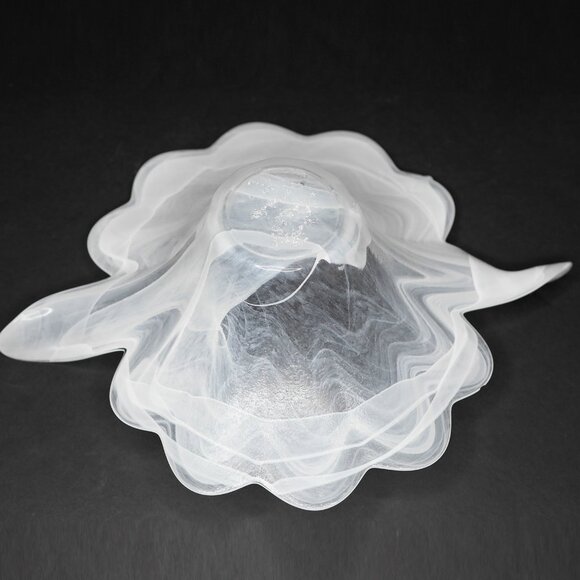 Vintage MURANO Creazioni Silvestri Arte Glass Crystal Bowl Swirl White Italy - Picture 10 of 11
